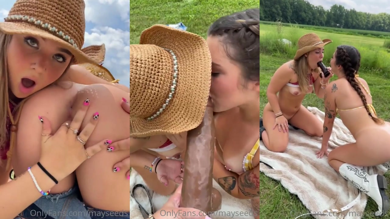 Mayseeds And Alexisaevans Wild Lesbian Makeout In Grassy Field